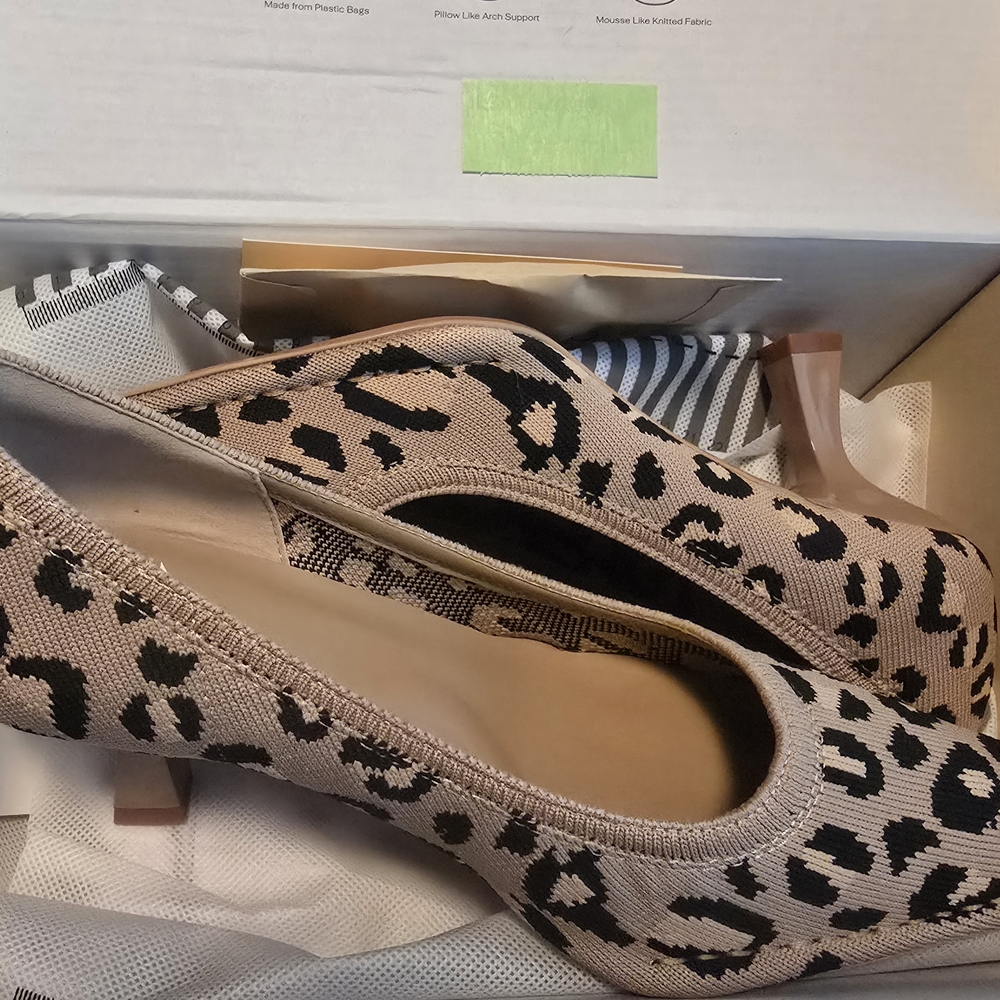 Elegant Cream and Black Leopard Print Heels